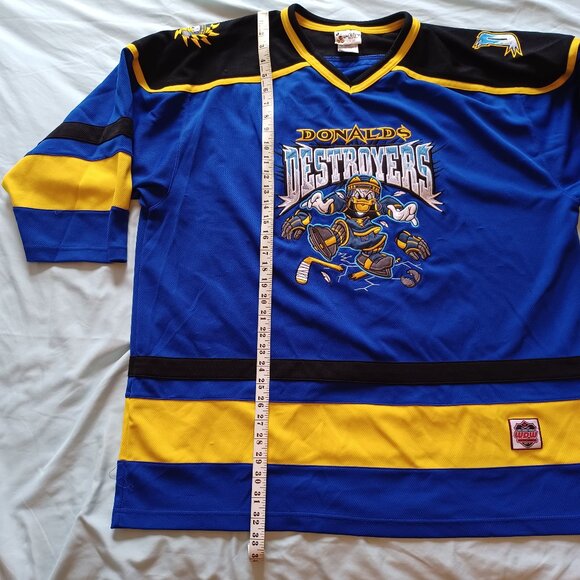 1990s Y2K Disney Donald's Destroyers Hockey Jersey Adult XL Donald Duck - Picture 15 of 16